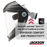 Jackson Safety Maxview - Protector facial con trinquete, tinte transparente, antiniebla, negro, 14201 (retira la película protectora de los protectores faciales antes de usarlos)