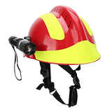 Casco duro, casco de seguridad de rescate profesional, protección contra incendios antiimpacto, casco duro con faro y gafas (rojo)