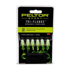 Peltor Sport Tri-Flange Corded Reusable Earplugs, 3-Pair Per