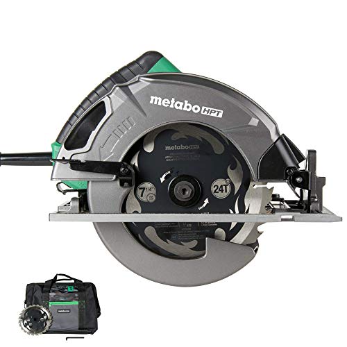 Metabo HPT Kit de sierra circular de 7-1/4 pulgadas | 6.000 rpm, motor de 15 amperios | Soplador de polvo integrado | Hoja de marco/rasgado premium 24T | Ajuste de bisel con una sola mano | C7SB3