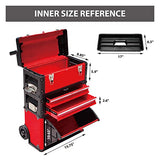 BIG RED TRJF-C305ABD Torin Organizador de taller de garaje: caja de herramientas portátil apilable de acero y plástico con 3 cajones, rojo