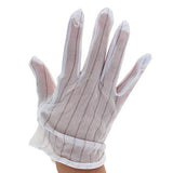 Othmro 2 pares de guantes antiestáticos, guantes antideslizantes de PVC de poliéster de fibra conductora a prueba de polvo, guantes de seguridad protectores para la industria electrónica, semiconductores, L blanco