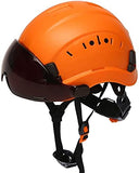 LSHAOBO Casco de Seguridad Casco Industrial ABS con Gafas, diseño de Soporte Protector, Utilizado en proyectos de construcción, Operaciones a Gran altitud(Color:Orange)