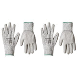 Amazon Basics Guantes de trabajo resistentes a los cortes, nivel de corte A2, guantes recubiertos de poliuretano, pantalla táctil, sal y pimienta, talla 8, M, 2 pares