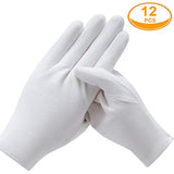 6 pares de guantes de algodón blanco para manos secas, guantes de inspección SPA