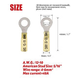 Hilitchi - 50 Conectores de Alambre Eléctrico de Nailon termorretráctiles con terminales aislados (12 – 10 AWG, 5/16")