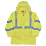 Ergodyne Chaqueta impermeable ligera reflectante de alta visibilidad, color lima, talla 2XL