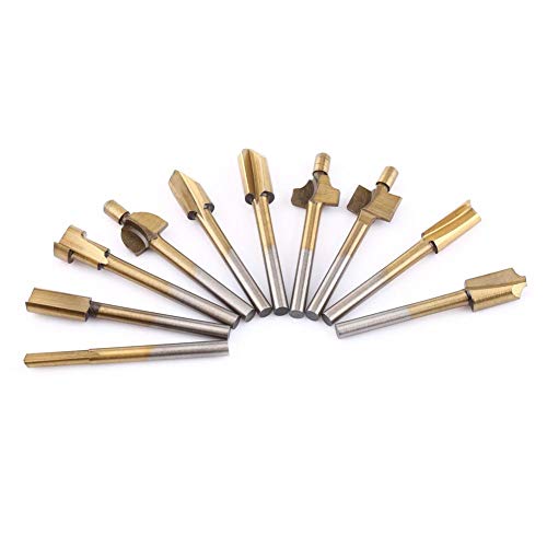 HSS Routing Router Bits, 10PCS HSS Recubierto de Titanio Carpintería de Borde Cortadores Trimmer Router Machine Bits 1/8