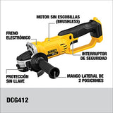 DEWALT Kit Mini Esmeriladora Inalámbrica 20V MAX* 4-1/2 Pulgadas DCG412P2