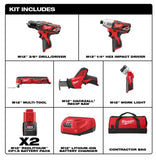 Milwaukee M1212-Volt - Kit combinado inalámbrico de iones de litio (5 herramientas) con dos baterías de 1,5 Ah, cargador y bolsa de herramientas