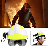 Qinlorgo Casco de Rescate, Casco de Bombero, Cascos de Seguridad de Rescate de Emergencia Casco de protección antiincendios de Bombero con Faro y Gafas