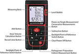 Medidor Laser de Distancia, 60M Profesional Metro Laser, Niveles de Burbuja m/in/ft/ft+in, Función de silencio, 20 Almacenamiento de Datos, Distancia, área, volumen de Pythagore, ángulo, IP54 ±2 mm Alta Precisión