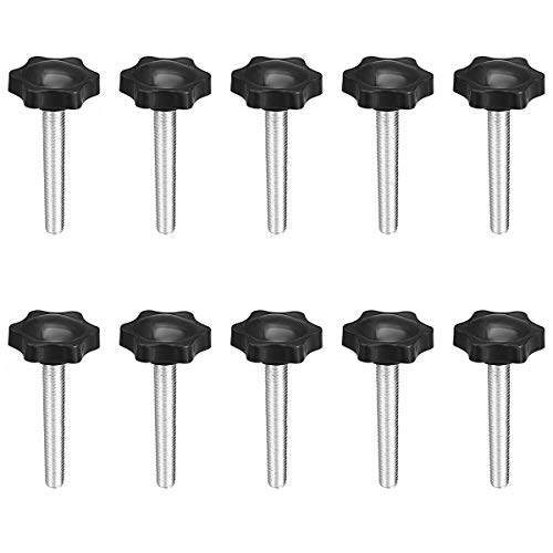 10 piezas de plástico hexagonal de sujeción de mano Gripandles tornillo pomos de extracción rápida manija estrella perilla macho rosca (M8-1,25 x 50 mm)