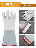 Bonvoisin Guantes criogénicos de 14.2 pulgadas/36 cm de largo medio brazo LN2 guantes protectores para nitrógeno líquido/hielo seco/almacenamiento en frío