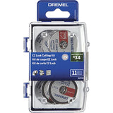 Dremel EZ728-01 EZ Lock - Kit de accesorios para discos de corte, ruedas de corte para cortes de plástico, metal y finos, juego de accesorios surtidos de 11 piezas