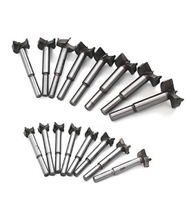 Mengshen Brocas Forstner 15-35mm 16PCS, Carbón Acero al Tungsteno Titanium Recubierto Sierra para Taladrar Madera HSS Punching bit Losas de Madera Conjuntos de Perforación de Carburo Cementado