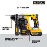 DEWALT Rotomartillo SDS Plus 20V MAX* FLEXVOLT con Motor Brushless sin Escobillas 5.0Ah Bateria y Cargador incluido DCH273P2