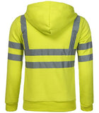 Chaquetas de construcción para hombres con capucha reflectante de alta visibilidad, ropa de trabajo de seguridad de invierno cálido con cremallera hasta el trabajo sudadera abrigo, Verde Neón, Large