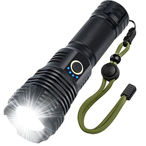 Rechargeable Flashlights High Lumens, 90000 Lumens Super Brgiht Tactical Flashlights,Flash Light Powered XHP70.2 LED , Zoomable & Waterproof Flashlights for Emergencies, Camping (P70S) (P70S)