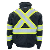 JORESTECH - Chaqueta de seguridad reflectante de alta visibilidad impermeable X en la parte trasera ANSI/ISEA clase 3 tipo R/CSA Z96 (M, negro)