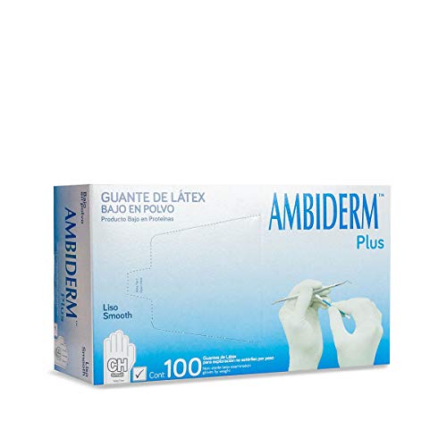 GUANTE AMBIDERM PLUS LISO BLANCO CHICO CAJA C/100 PZAS