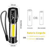 EASYTAO Linterna LED Recargable Paquete de 4, Lampara Tactica con Luz de XPE+COB Flashlight Portátil, Lampara Led con 5 Modos de Luz (4PCS)