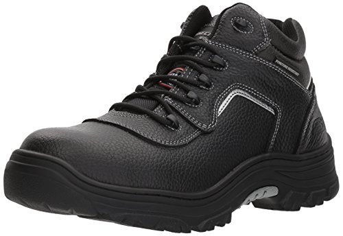 Skechers, Bota Industrial para Hombre, Burgin-Sosder 77144, Cuero Negro en Relieve, 28 Ancho Medio