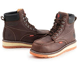 SUREWAY Botas de trabajo para hombre de acero resistente/compuesto/suave ribete Goodyear, extremadamente cómodas, duraderas, probadas, superiores resistentes al aceite/antideslizante, cuero más grueso, suela de cuña, botas de trabajo con puntera de mocasí