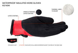 Guantes de trabajo impermeables aislados KG140W, guantes de trabajo aislados con forro térmico acrílico y doble agarre arrugado recubierto de látex en la mano completa (1, pequeño)