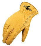 Galeton 25001PR-M 25001PR Rough Rider Premium Leather Driver Gloves, Elastic Back, Medium, Gold