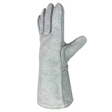 SLFC Guantes de soldadura de cuero dividido de vaca resistentes al calor y al fuego, guantes de trabajo de seguridad de cuero de 14 pulgadas para barbacoa, horno, soldador Tig, manejo de jardín y animales (gris)