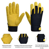 Guantes de trabajo para hombres y mujeres, guantes de trabajo mecánico utilitario, pantalla táctil, guantes de trabajo flexibles y transpirables para patio (L, amarillo)