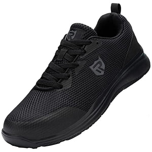 LARNMERN Zapatos con Punta de Acero para Hombres, Zapatillas Transpirables de Seguridad Ligeras a Prueba de pinchazos 91207(27.0 cm, Negro)