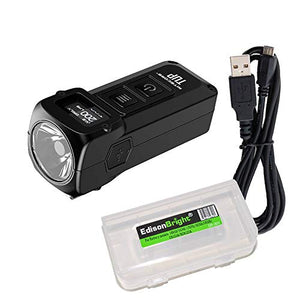 Nitecore TUP CREE LED 1000 Lumen USB recargable compacta linterna, batería, cable de carga USB y EdisonBright cable de carga bolsa de transporte paquete.