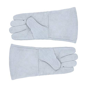 TEHAUX Guantes de Soldadura Guantes de Piel de Vaca Resistentes Al Fuego Soldador Mano de Trabajo Guantes de Línea Ignífugos Protector de Manos 34X14cm