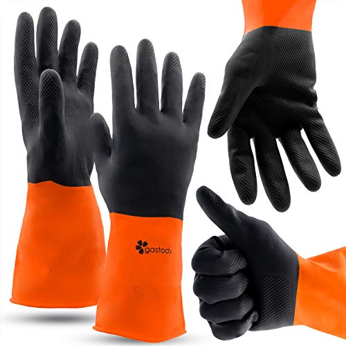 Juego de 2 pares de guantes químicos – Guantes de talla M con alta protección para tus manos – Guantes de látex resistentes al agua – Agarre antideslizante para un manejo firme – Fuerza industrial – Industria química doméstica automotriz