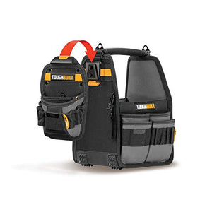 ToughBuilt - Bolsa Tote de 8 "con ClipTech, 31 bolsillos y presillas, refuerzo de remaches, presilla para martillo de uso extremo, incluye bolsa, organizador y 2 acoples ClipTech, organizador de herramientas premium - (TB-CT-180-8,)