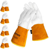 BEETRO Guantes de soldadura, soldador Tig de piel de cabra con cuero de vaca extra largo, resistente al calor/fuego, barbacoa/almacén/resistente/guantes de manejo de animales, extremadamente suaves y flexibles, 1 par