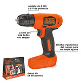 BLACK+DECKER Taladro/Destornillador Inalámbrico 8V con 54 Accesorios LD008KA-B3