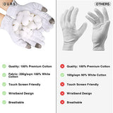 MNOPQ Guantes hidratantes durante la noche a la hora de dormir, guantes de algodón blanco para hidratar las manos, eccema, joyas, pulsera de disfraces, 4 pares, bolsa de lavado gratis