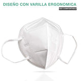 10 Cubrebocas KN95 Termosellados 5 Capas 3D Mascarilla de Maxima Filtracion de Polipropileno Anti-Fluidos, Antibacterial, Anti-Polvo. Ajuste Elastico Blanco. Sellados y enviados en bolsa individual, para garantizar la salubridad y seguridad del producto.