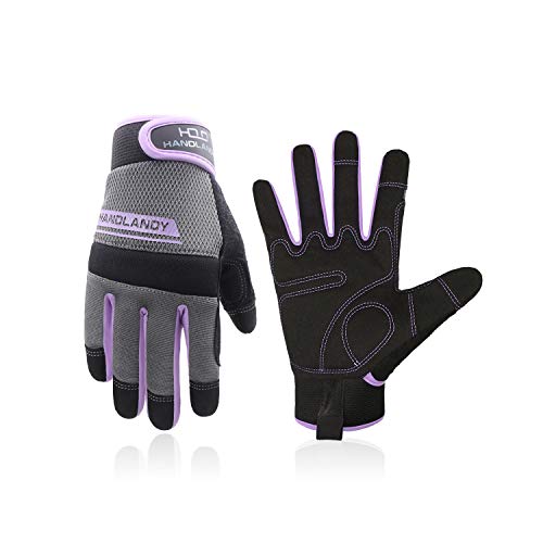 HANDLANDY Guantes de trabajo para mujer, flexibles y transpirables, guantes de trabajo mecánico fino, pantalla táctil