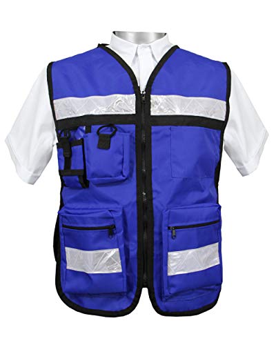 RODE UNIFORMES Chaleco de Seguridad Industrial, para brigadista o de Trabajo, Alta Visibilidad con reflejante plastificado (Azul Rey)