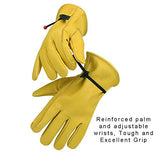 Guantes de trabajo de piel para jardinería con bola y cinta de cierre de muñeca, guantes de jardín, Flex & buen agarre para tronca/corte de madera/trabajo forestal/conducción – ajuste perfecto para hombres y mujeres