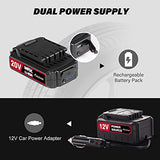 AVID POWER Inflador de neumáticos, compresor de aire portátil, bomba de neumáticos de coche inalámbrica de 20 V con batería recargable de iones de litio, adaptador de corriente de coche de 12 V, medidor de presión digital, bomba de aire automática de 150