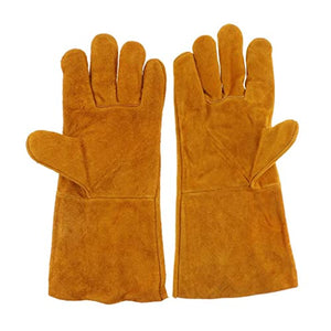 Esquirla Guantes de material cuero para soldar resistentes, para horno/parrilla/chimenea