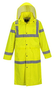 Portwest UH445 Hi Vis Classic - Chaqueta impermeable con capucha, 48 pulgadas de largo, color amarillo