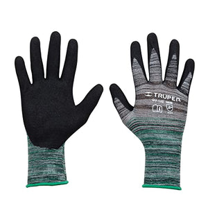 Truper GU-132, Guantes de nylon recubierto de nitrilo, máximo agarre, puño tejido