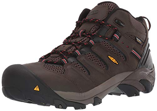 KEEN Utility Lansing Botas de trabajo impermeables con puntera de acero de altura media para hombre, marrón (Cascade Brown/Brindle), 12 US