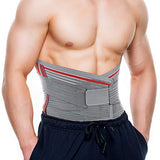 ORTONYX Lumbar Support Belt Lumbosacral Back Brace – Ergonomic Design and Breathable Material - XS/M (Waist 26"-32.2") Gray/Red